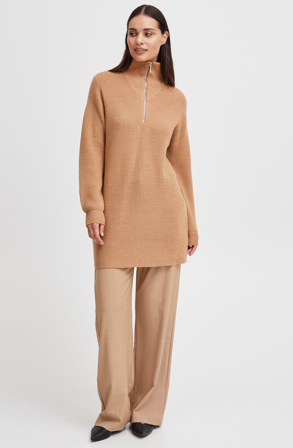 Milo Tiger's Eye Half Zip Knitted Tunic