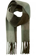 Mixed Green Check Print Chunky Scarf