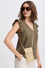 Natural Woven Straw Effect Bavibbe Phone Bag