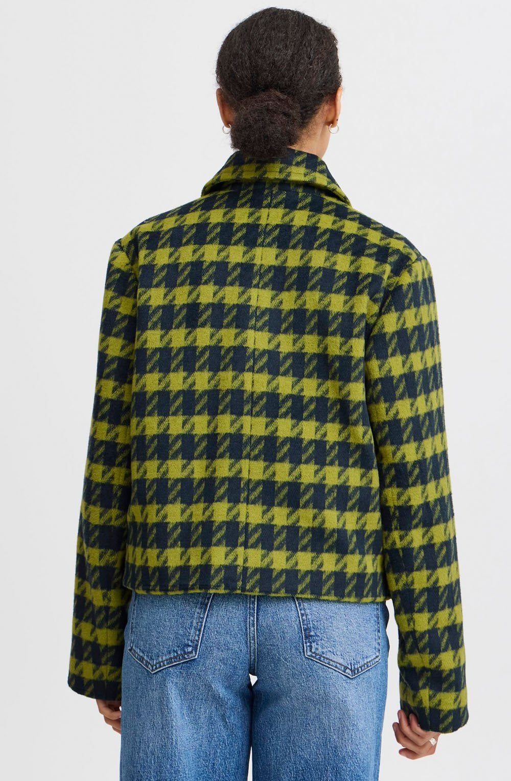 Navy and Green Houndstooth Box Jacket