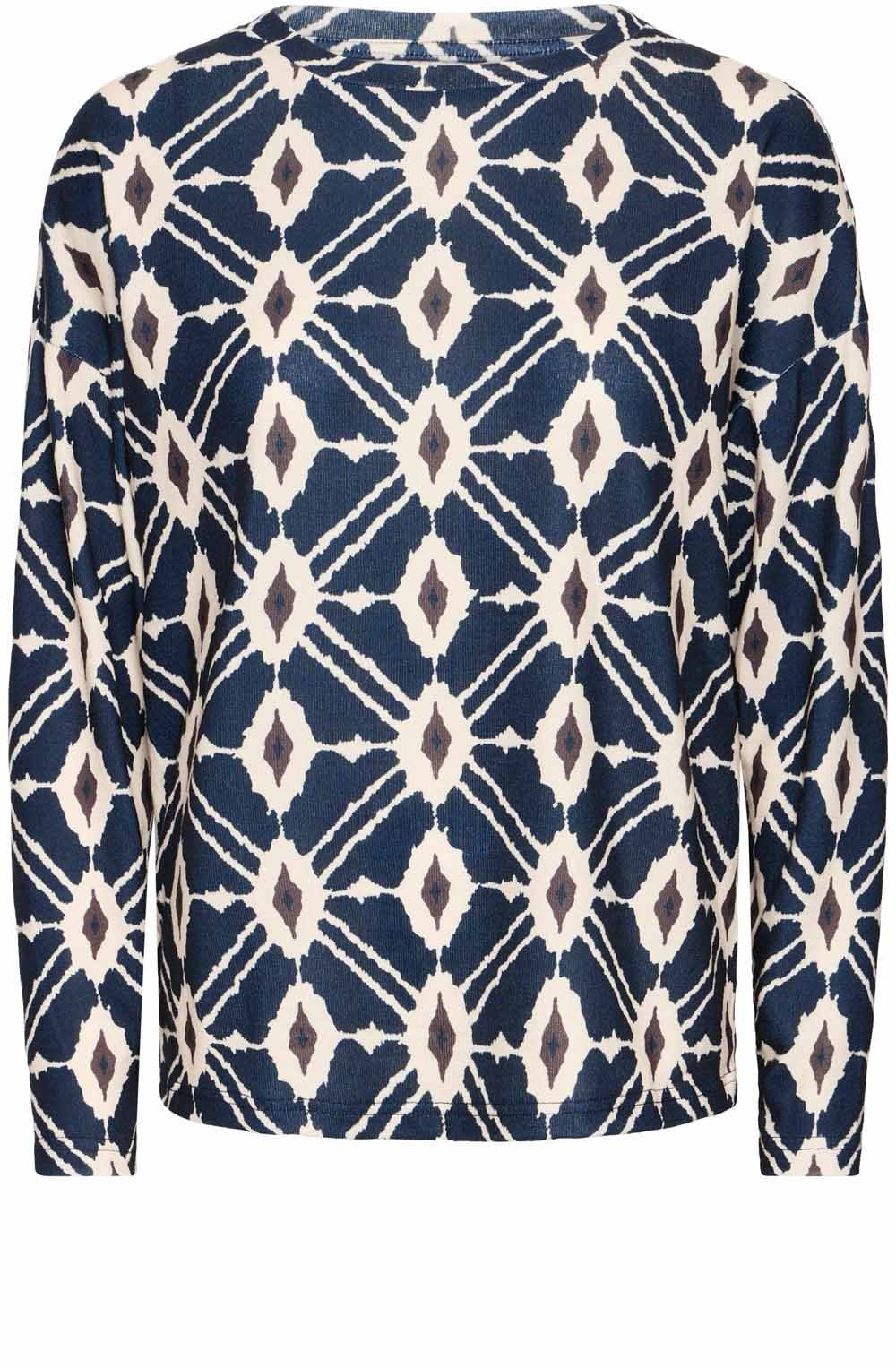 Navy Blaze Bold Print Top