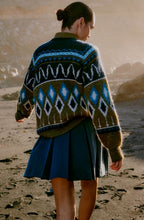 Navy Blazer and Khaki Mixed Pattern Jumper