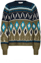 Navy Blazer and Khaki Mixed Pattern Jumper