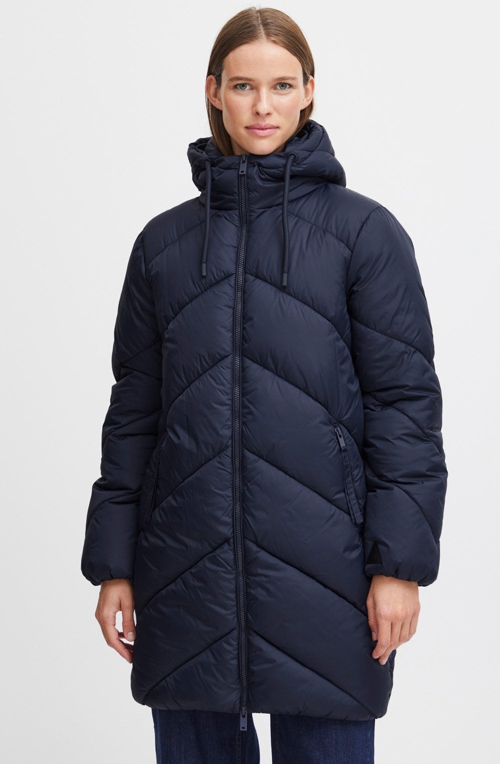 Navy Blazer Bomina Diagonal Quilted Coat