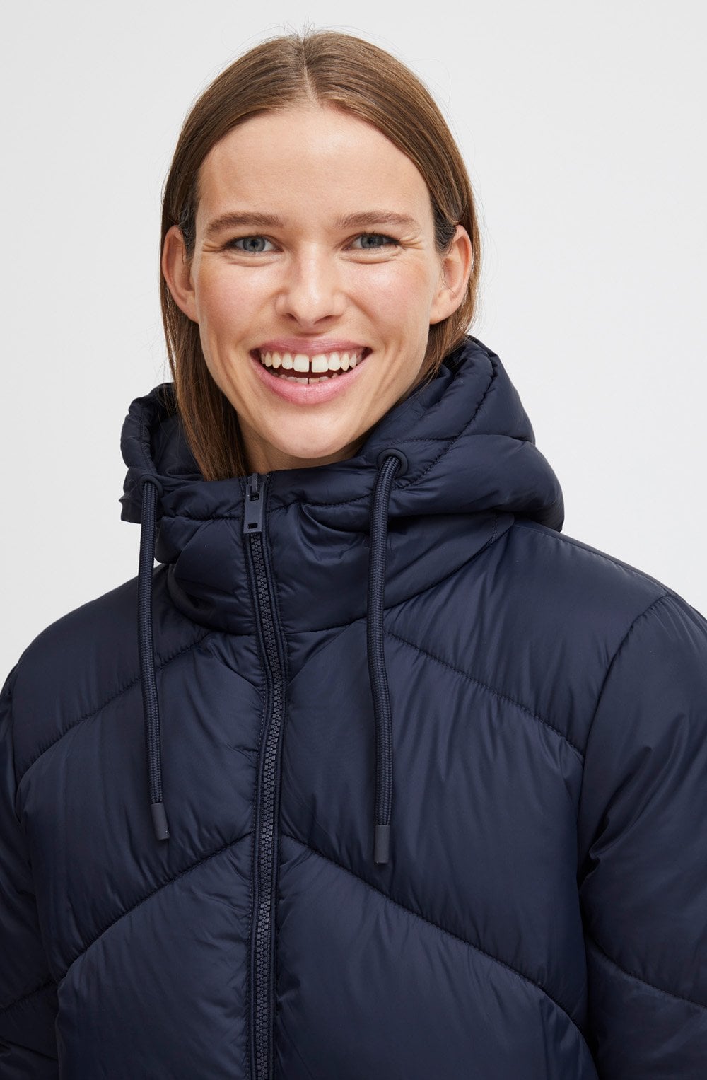 Navy Blazer Bomina Diagonal Quilted Coat