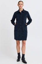 Navy Blazer Corduroy Shirt Dress