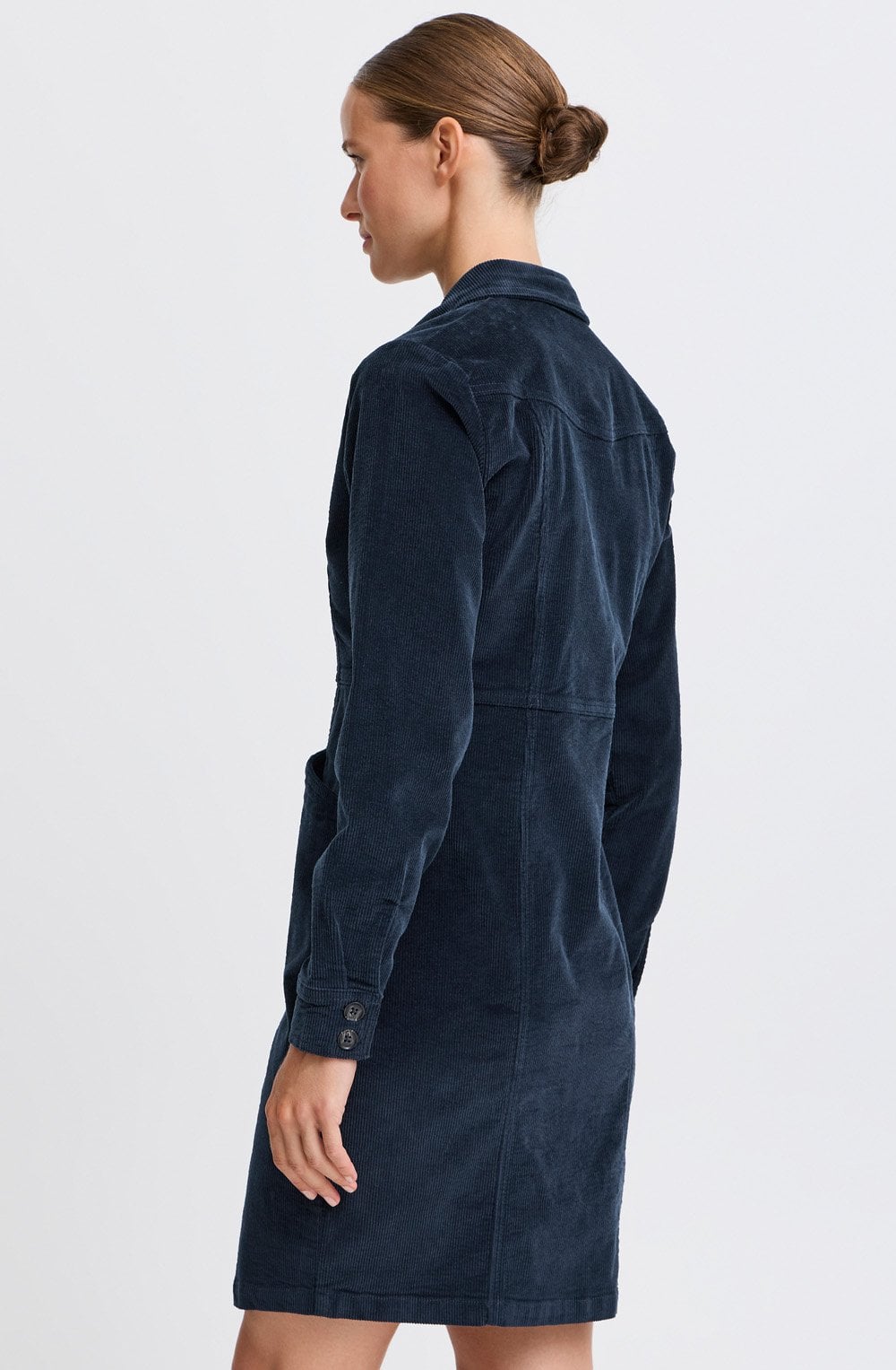 Navy Blazer Corduroy Shirt Dress
