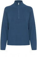 Navy Blazer High Neck Half Zip Jumper