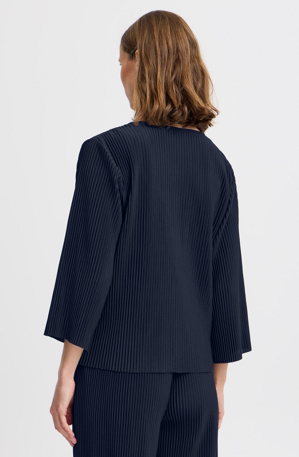 Navy Blazer Pleated Trissa Top
