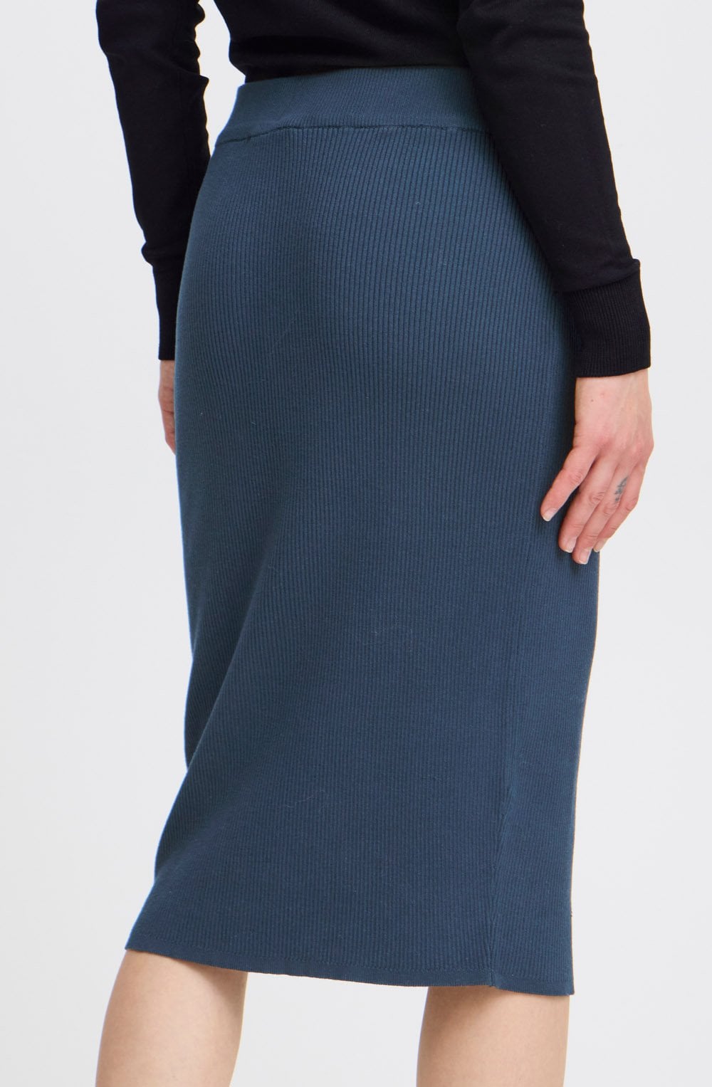 Navy Blazer Ribbed Knit Mmorla Skirt