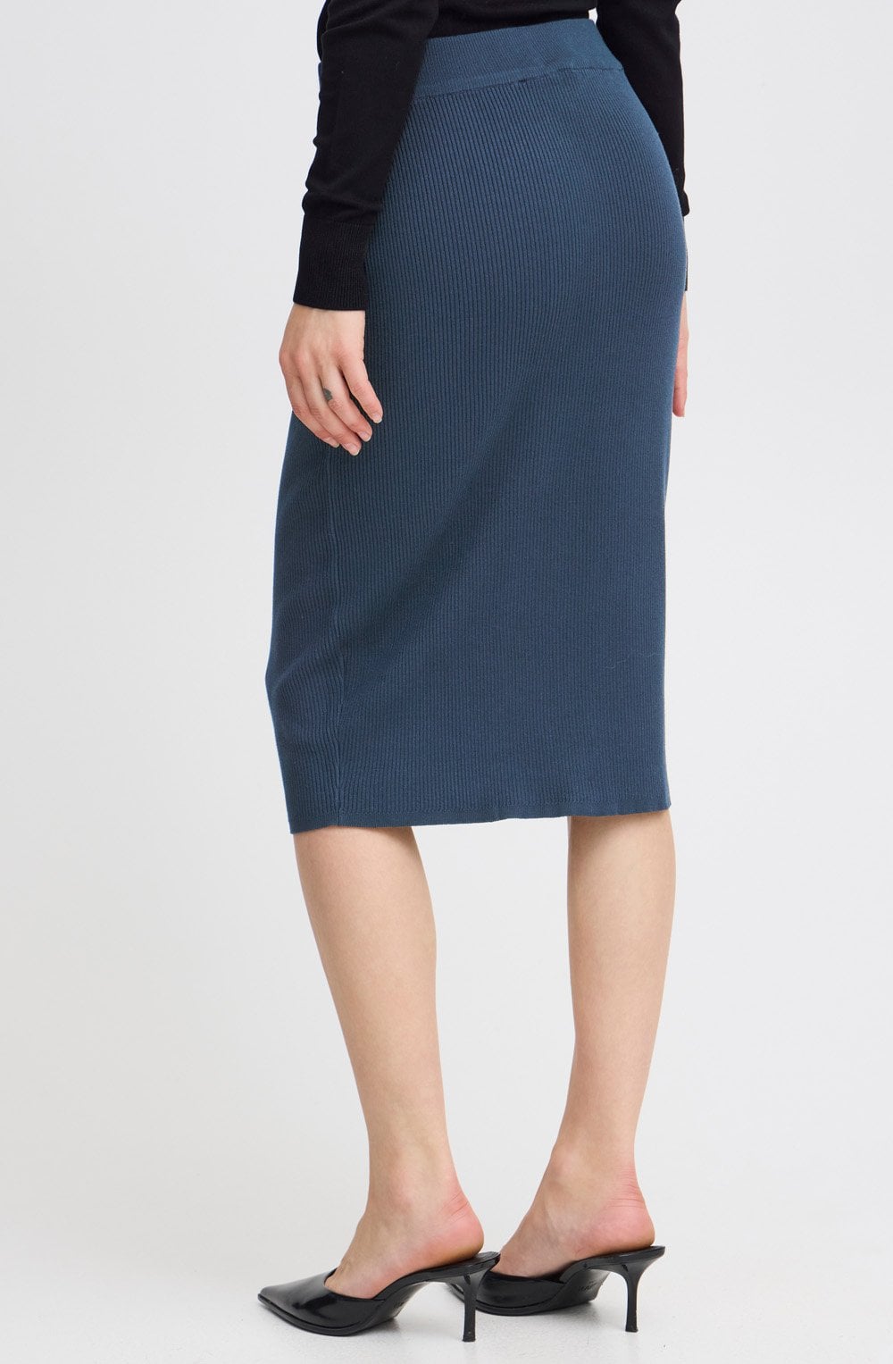 Navy Blazer Ribbed Knit Mmorla Skirt