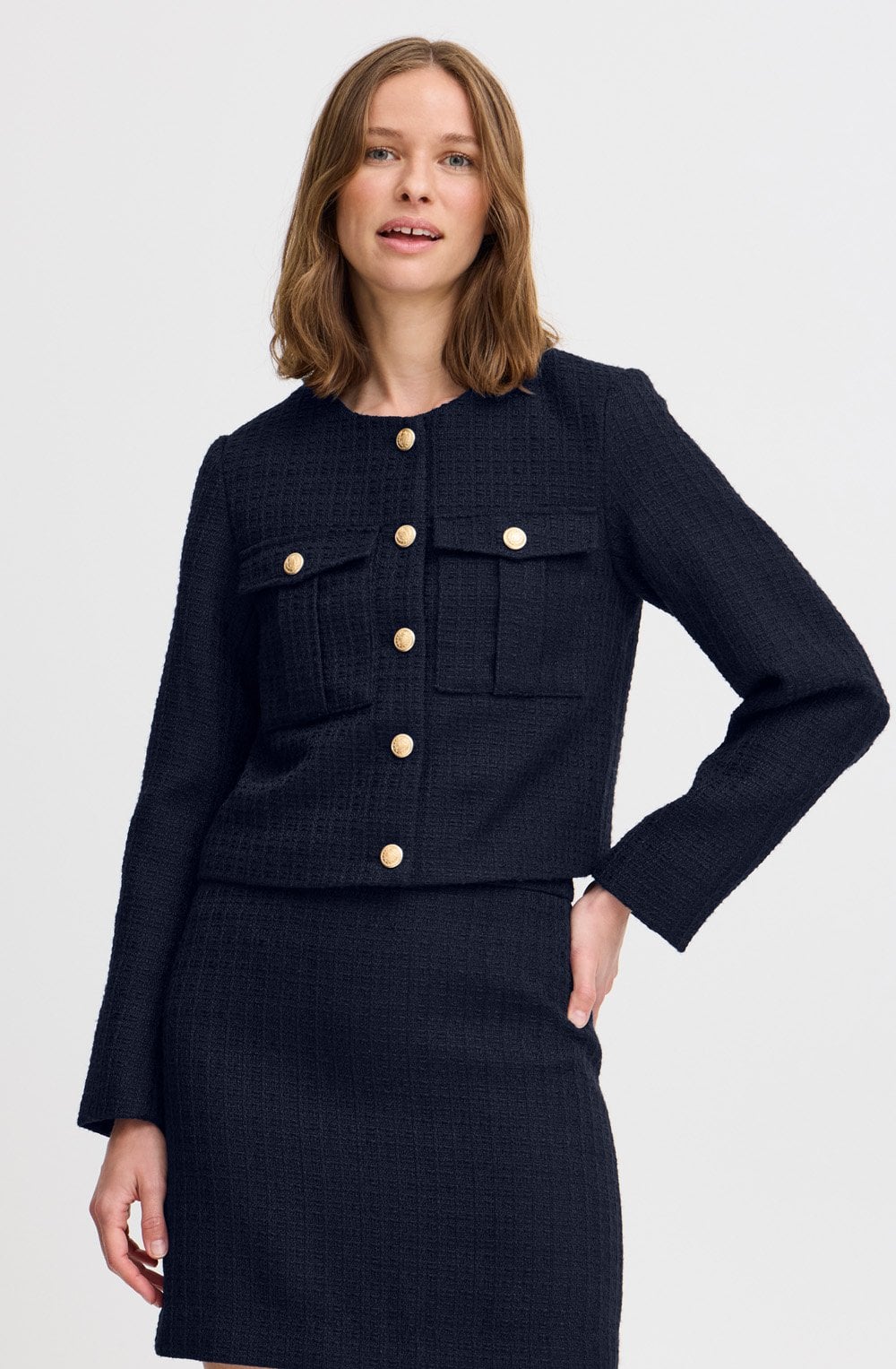 Navy Epia Bucle Box Blazer