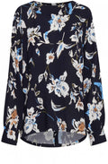 Navy Floral Print Blouse