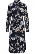 Navy Floral Print Shirt Dress