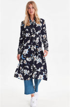 Navy Floral Print Shirt Dress