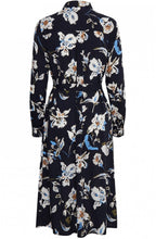 Navy Floral Print Shirt Dress