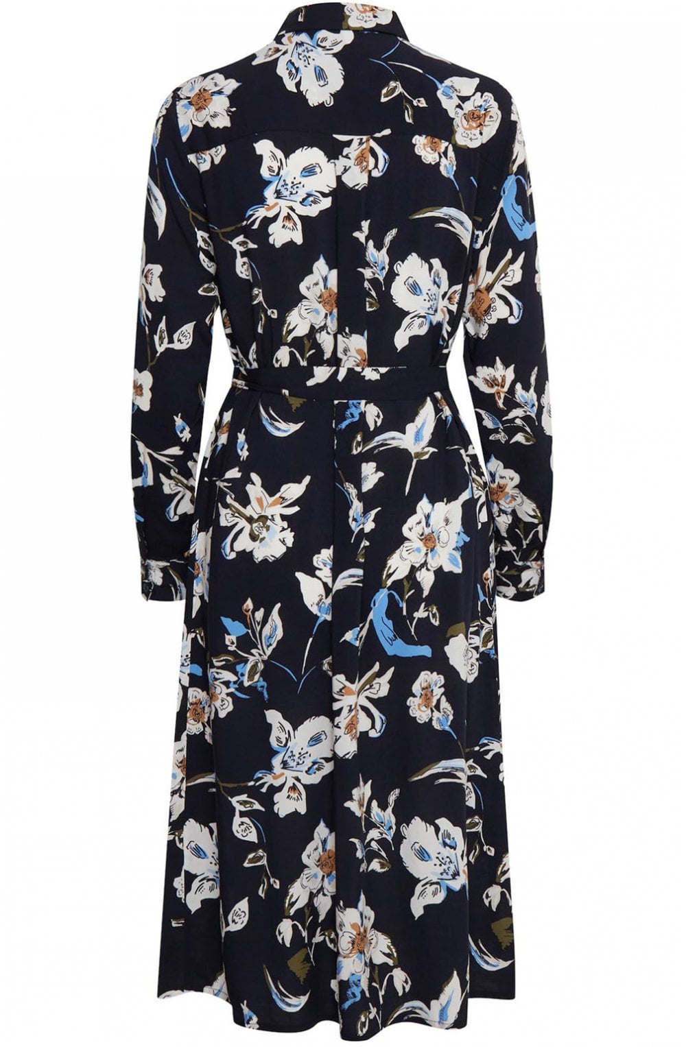 Navy Floral Print Shirt Dress