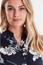 Navy Floral Print Shirt Dress