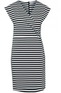 Navy & White Striped Wrap Dress