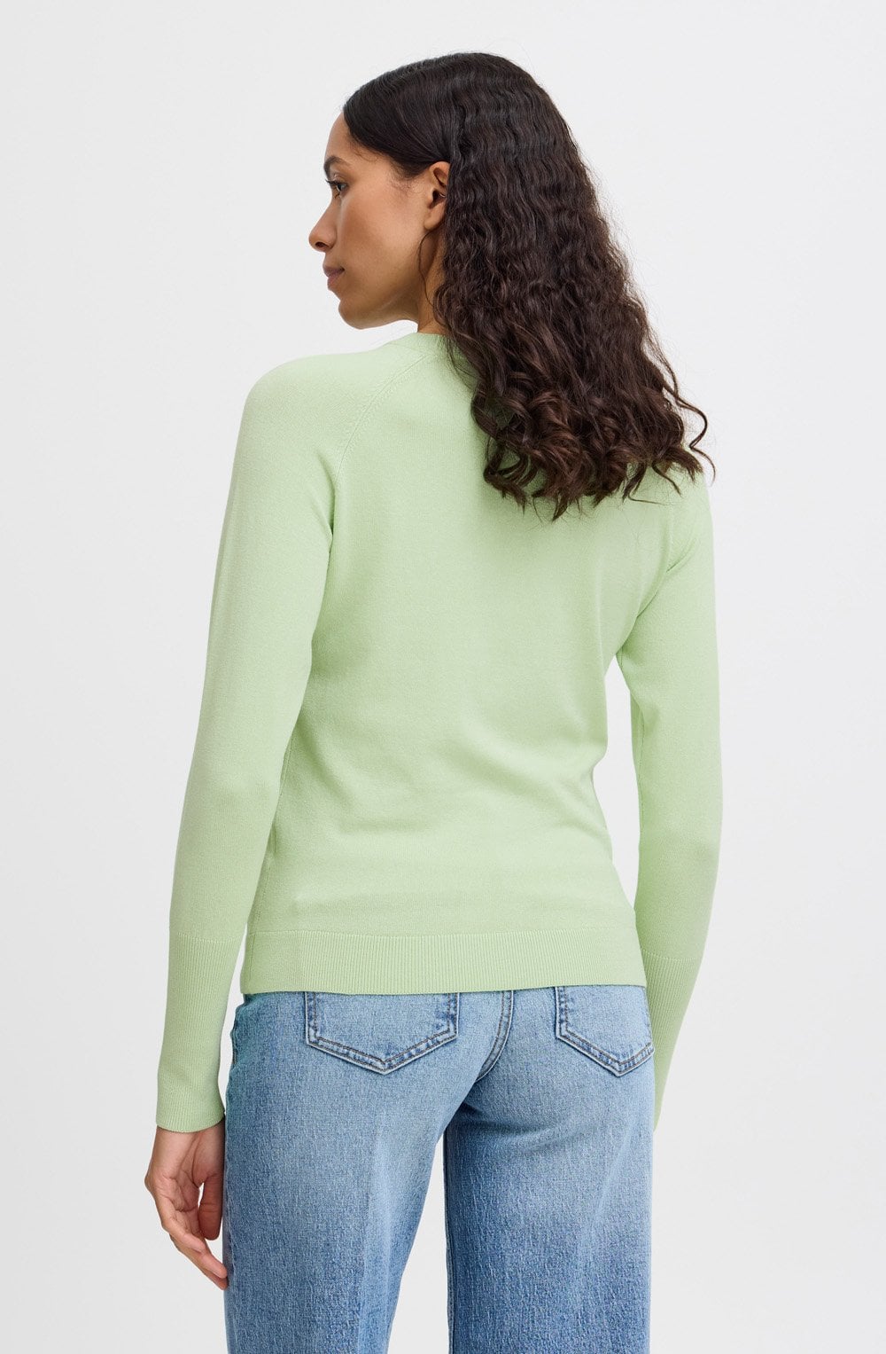 Nile Green Fine Knit Long Cuff Sweater