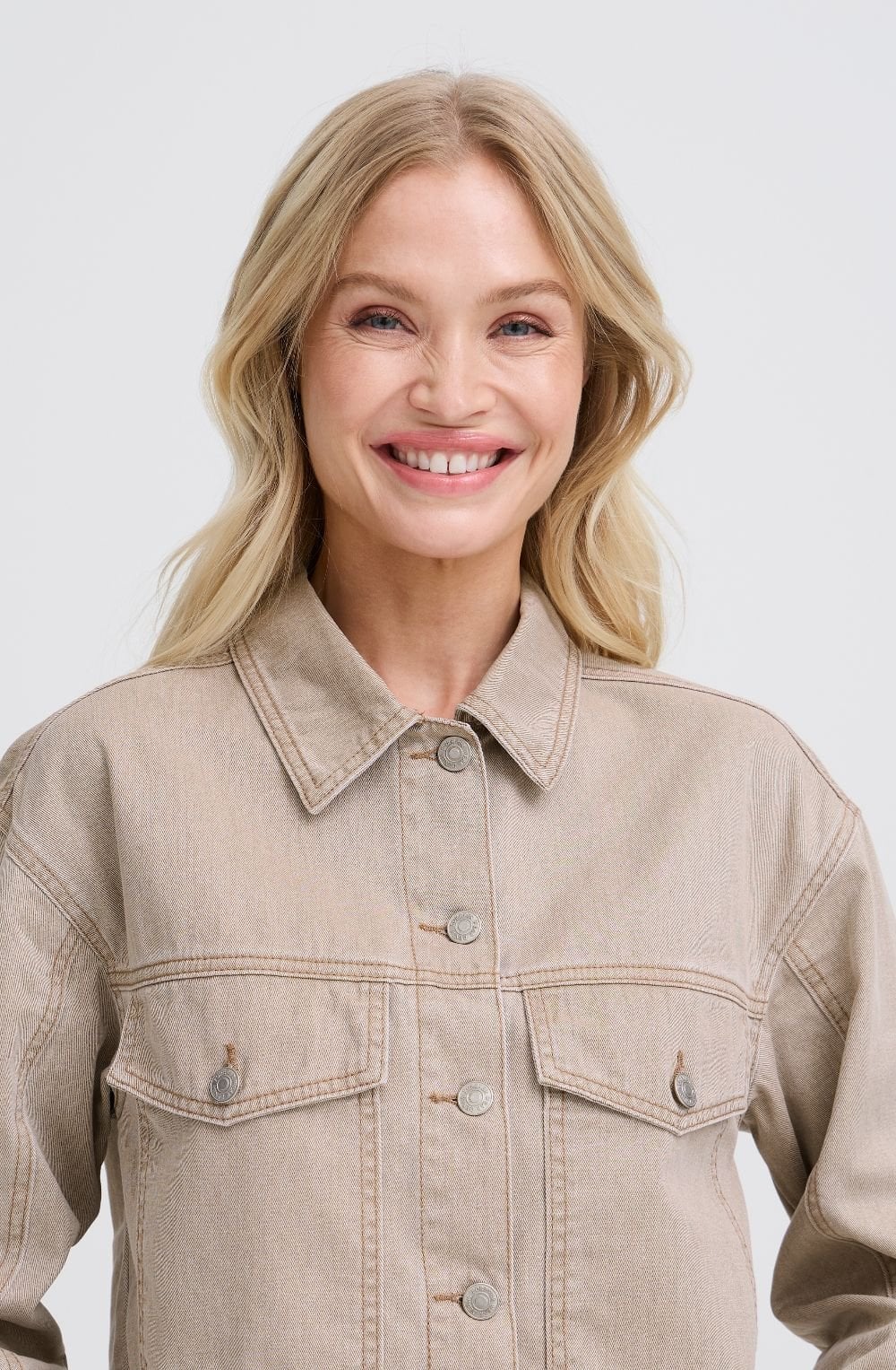 Nomad Beige Denim Shortened Boxy Jacket