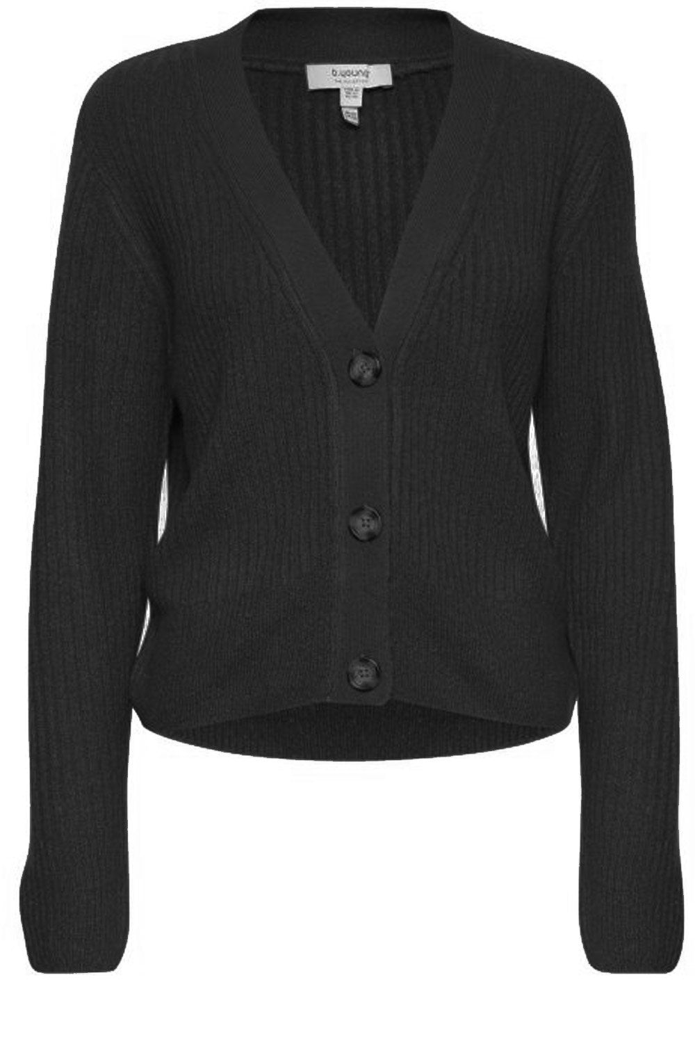 Nora Black Ribbed Cardigan