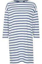 Off White and Blue Striped Pullover Dress