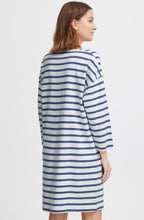 Off White and Blue Striped Pullover Dress