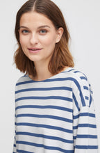 Off White and Blue Striped Pullover Dress