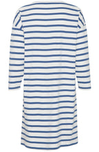 Off White and Blue Striped Pullover Dress