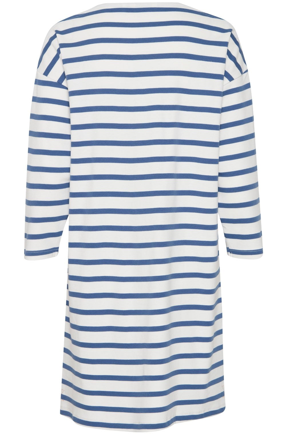 Off White and Blue Striped Pullover Dress