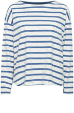 Off White and Blue Striped Pullover