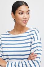 Off White and Blue Striped Pullover