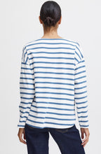 Off White and Blue Striped Pullover