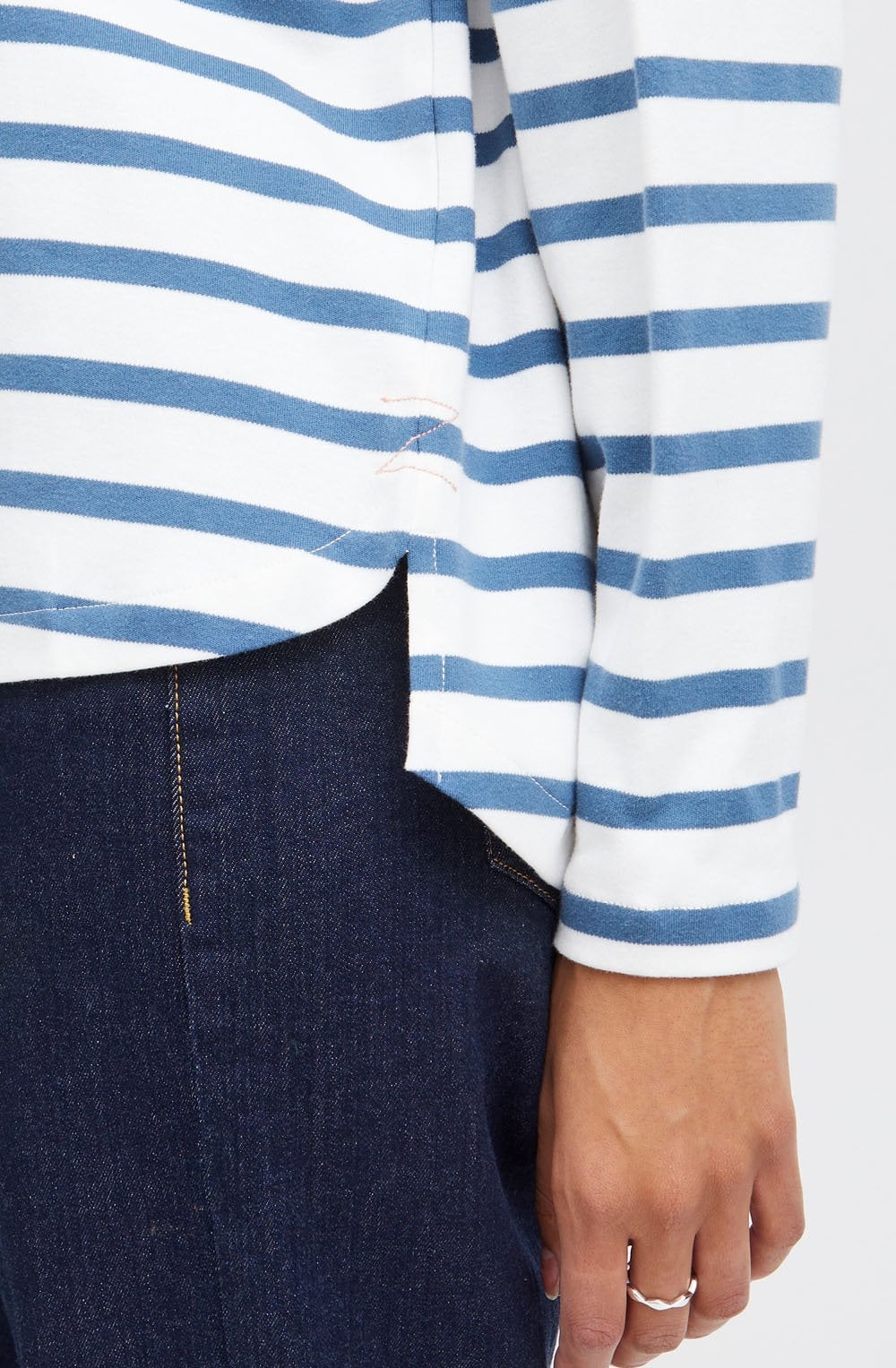 Off White and Blue Striped Pullover