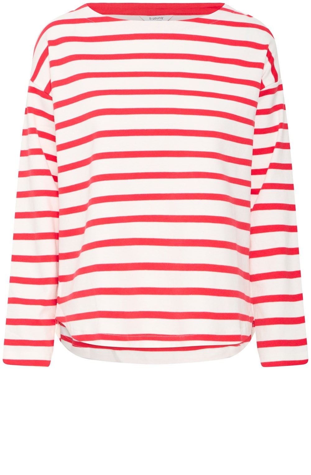 Off White and Poinsettia Striped Pullover