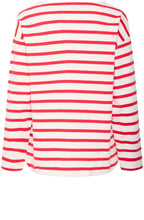 Off White and Poinsettia Striped Pullover
