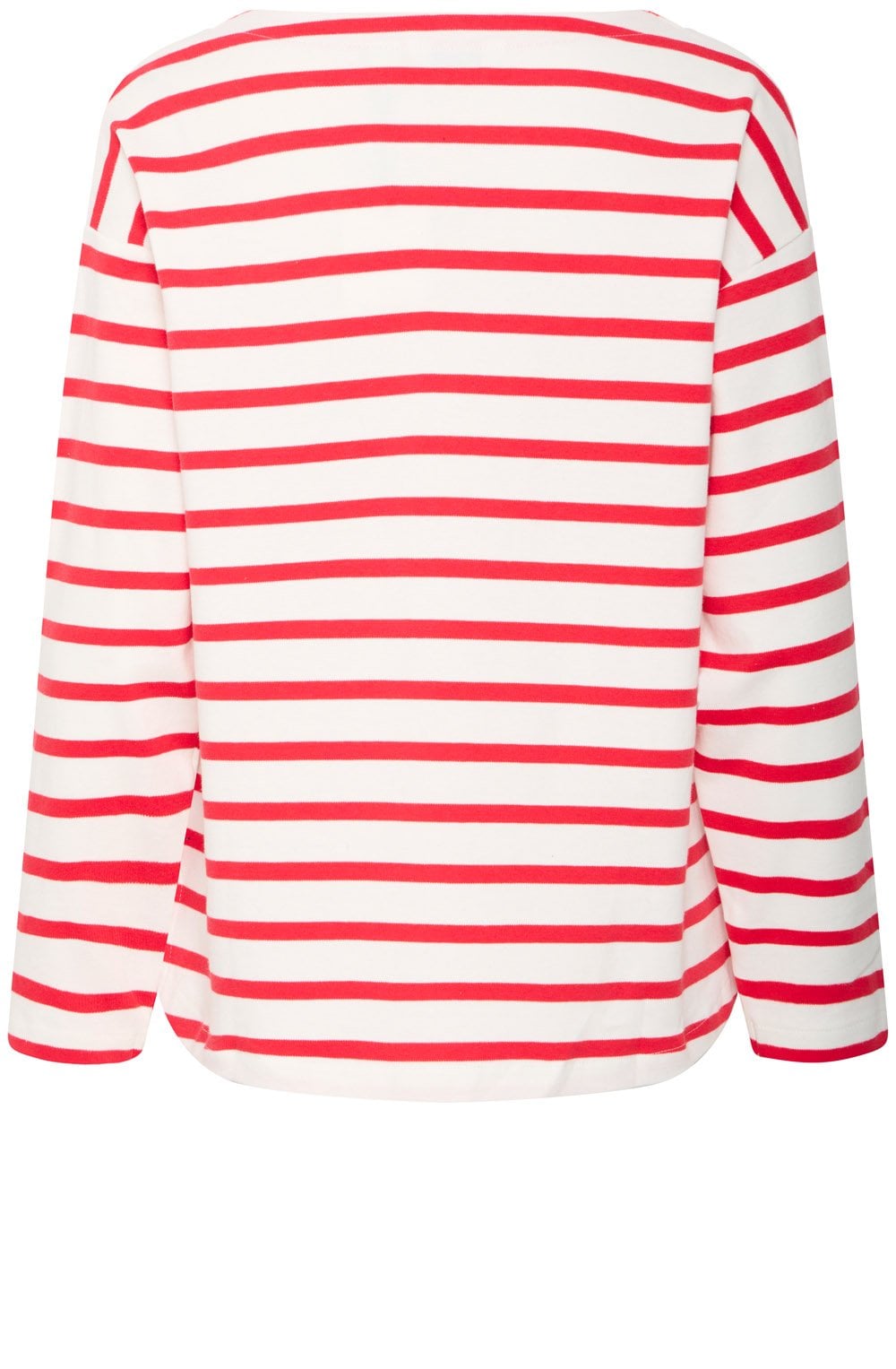 Off White and Poinsettia Striped Pullover