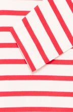 Off White and Poinsettia Striped Pullover