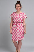 Ogee Ikat Raspberry Rose Print Dress