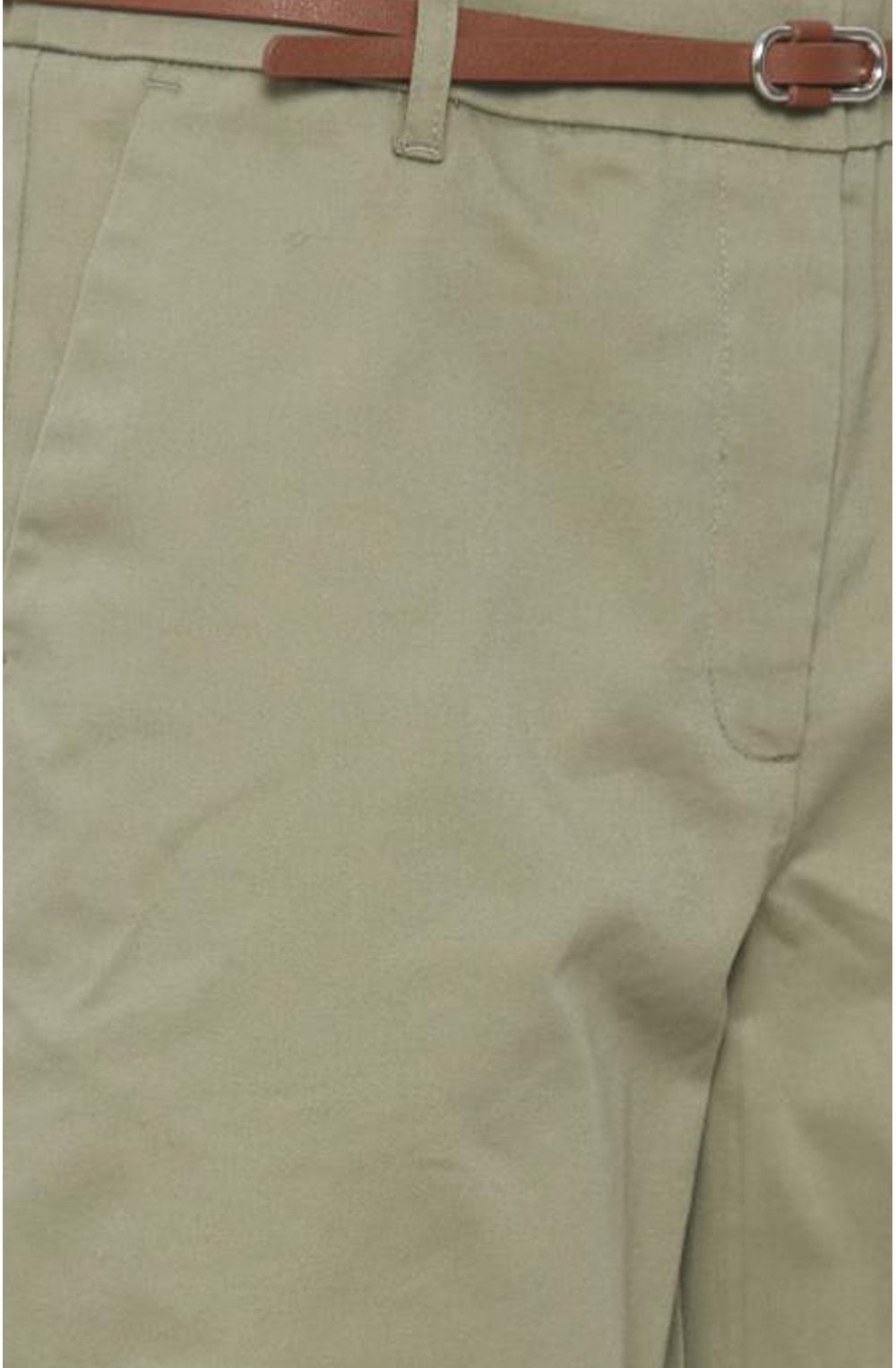 Oil Green Cotton Shorts