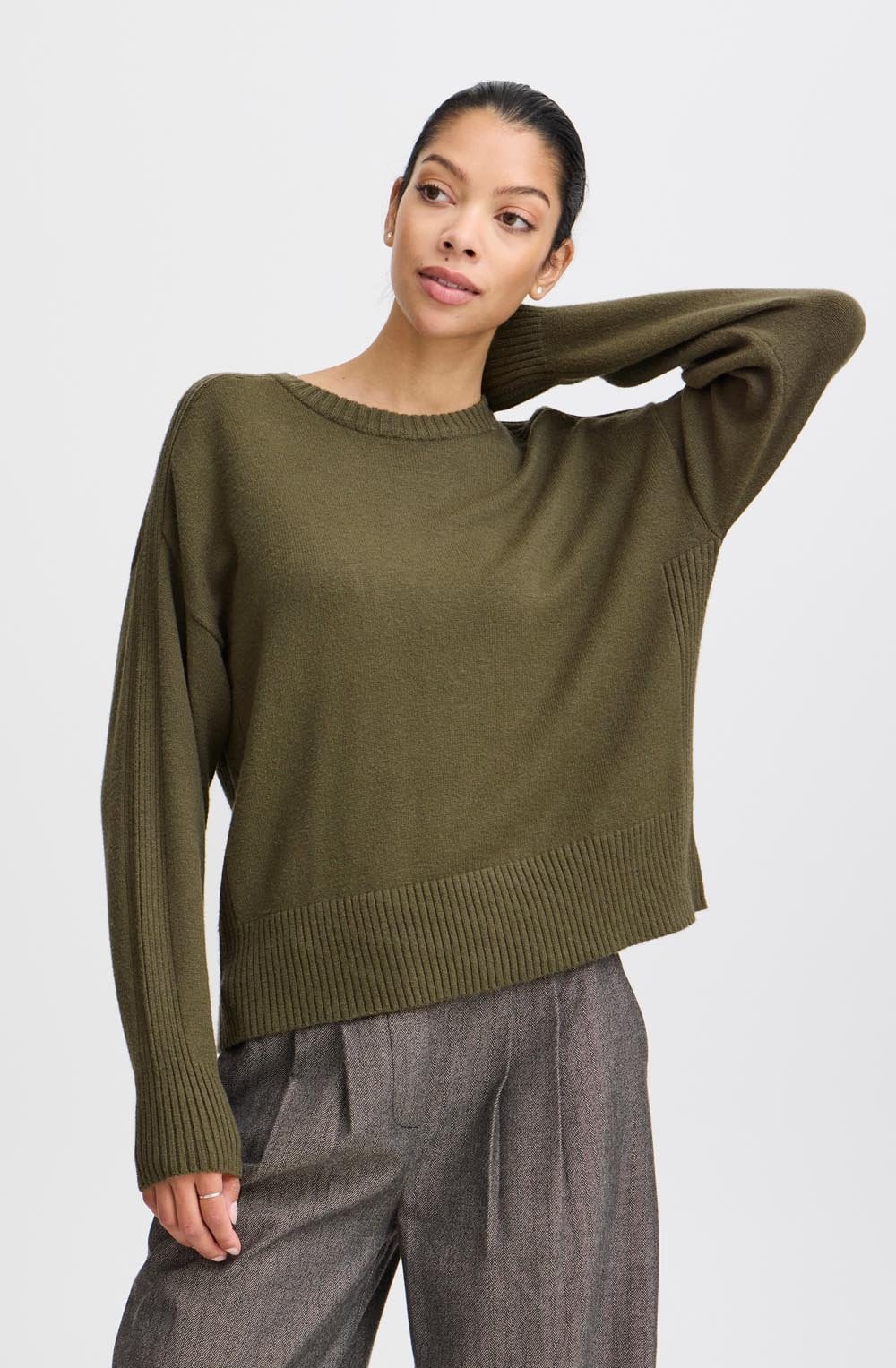 Olive Night Ribbed Detail Jumper