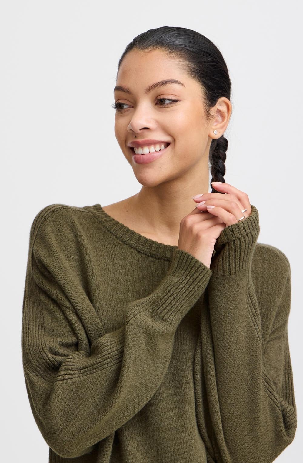 Olive Night Ribbed Detail Jumper