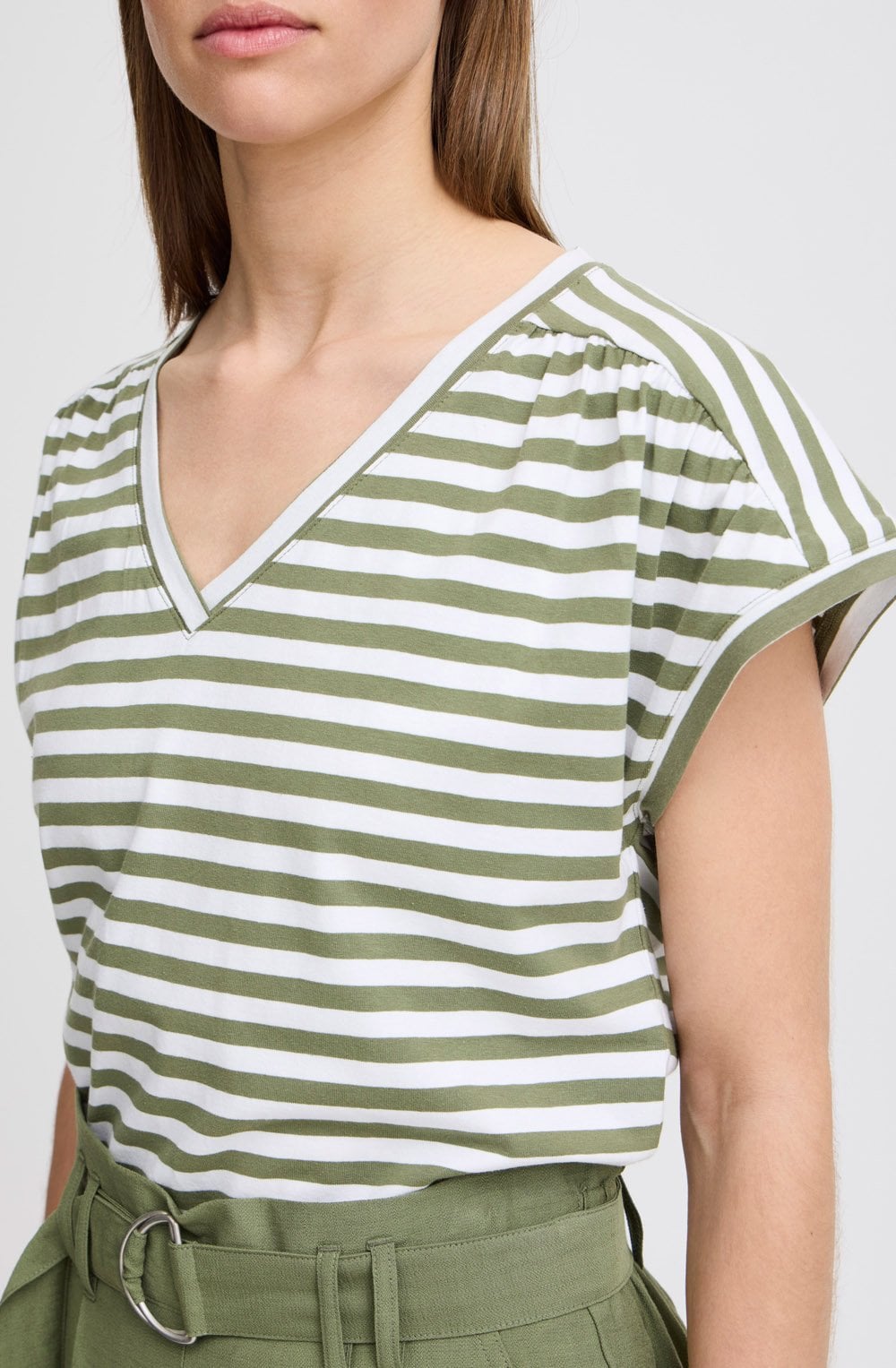 Olivine Pleated Shoulder Top