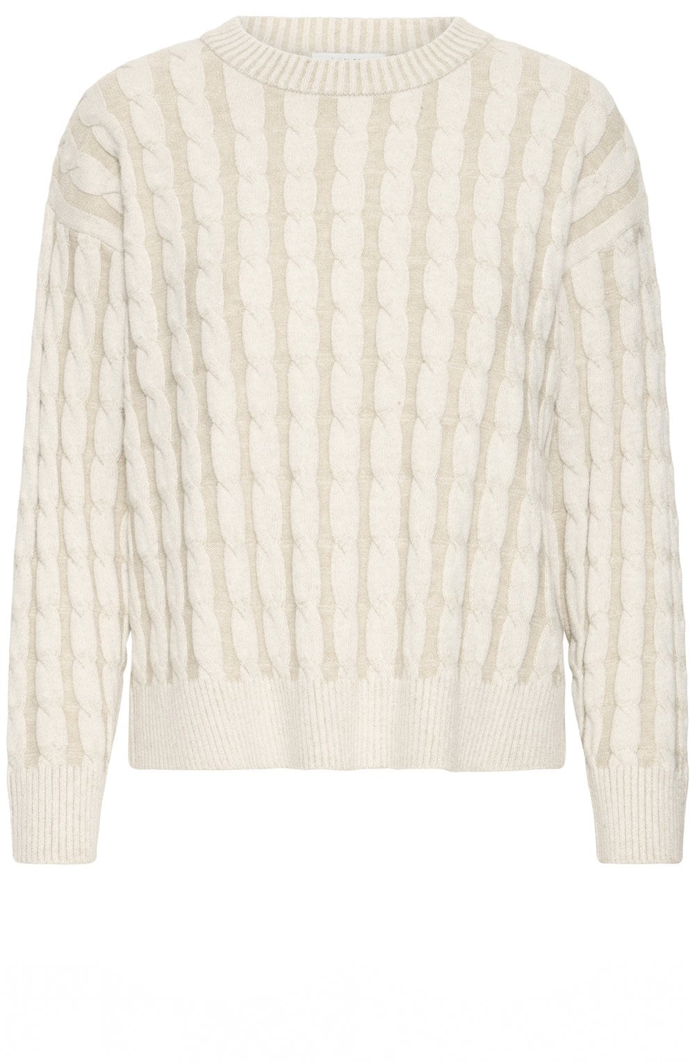Oluna Oyster Grey Cable Knit Jumper
