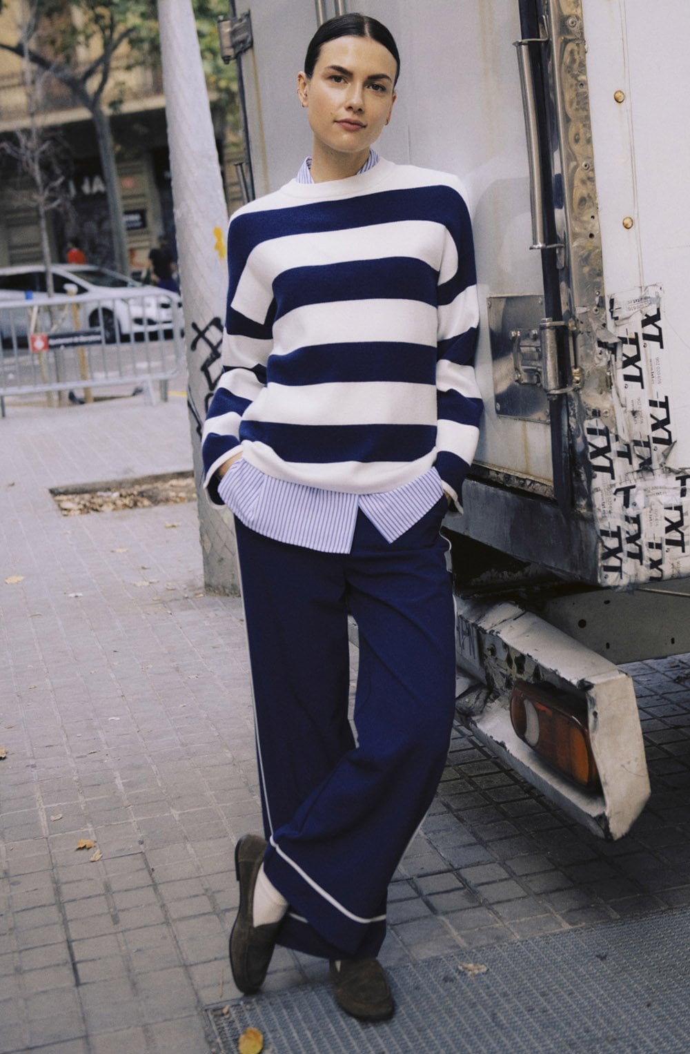 Otari Medieval Blue Striped Oversized Jumper