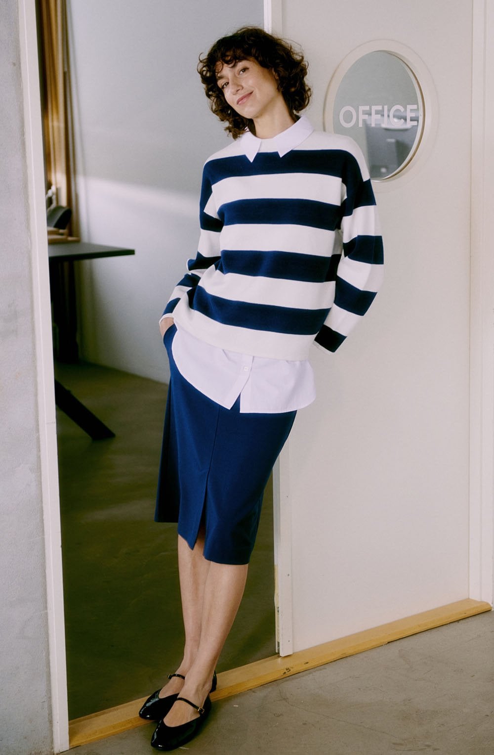 Otari Medieval Blue Striped Oversized Jumper