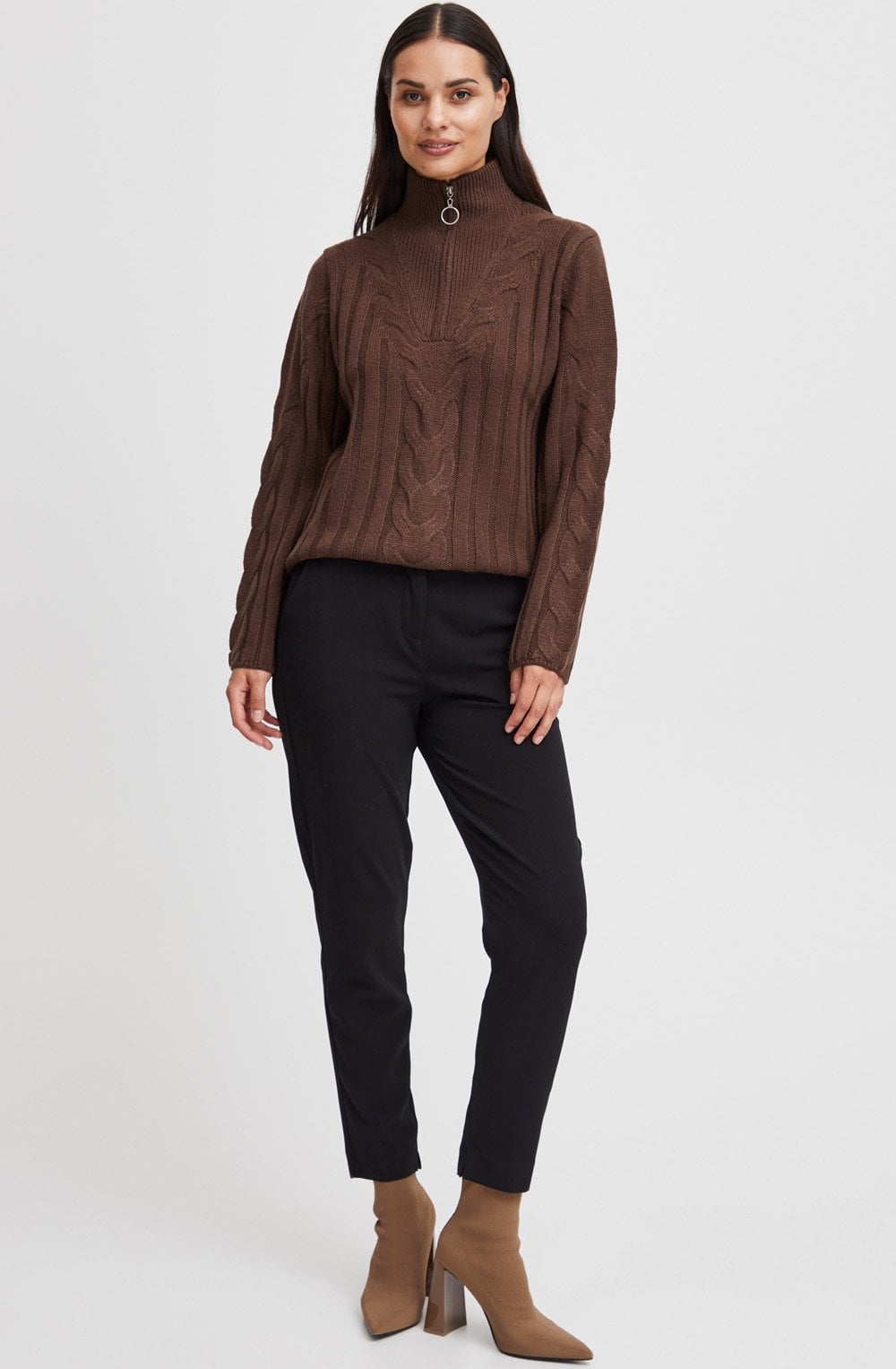 Otinka Chicory Coffee Half Zip Cable Jumper