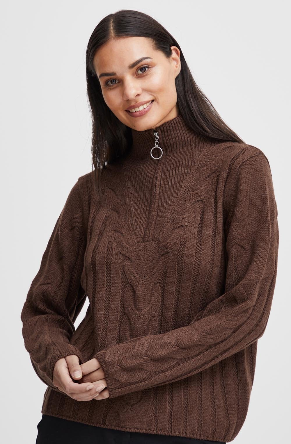 Otinka Chicory Coffee Half Zip Cable Jumper