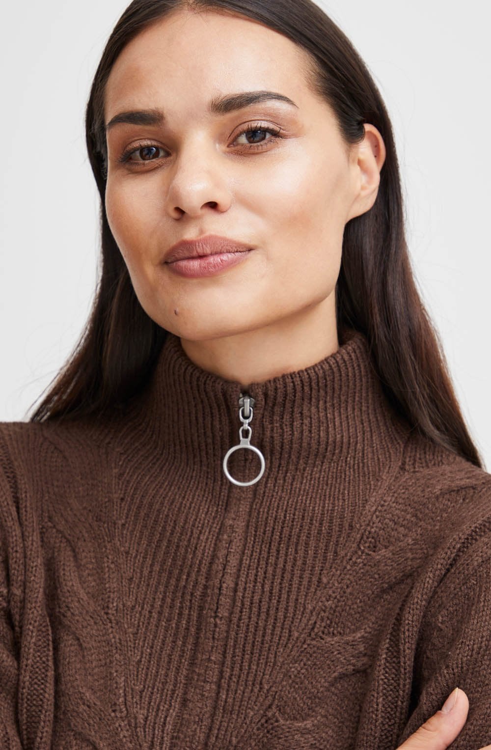 Otinka Chicory Coffee Half Zip Cable Jumper